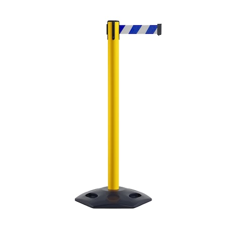 Montour Line Stanchion Belt Barrier Rubber Base Yellow Post 7.5ftBlu/Wh Belt P400RB-YW-BWD-75